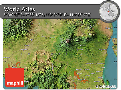 Satellite Map of the Area around 8° 12' 42" S, 113° 58' 29" E
