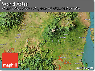 Satellite Map of the Area around 8° 12' 42" S, 113° 58' 29" E