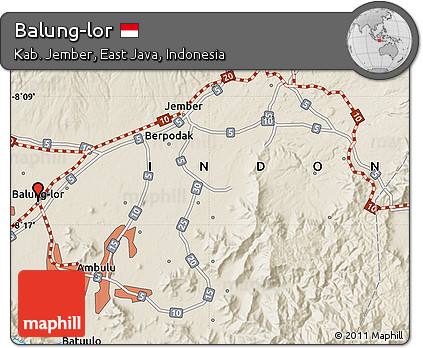 Shaded Relief Map of Balung-lor