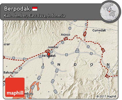 Shaded Relief Map of Berpodak