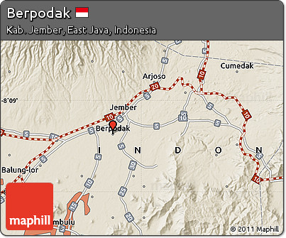 Shaded Relief Map of Berpodak