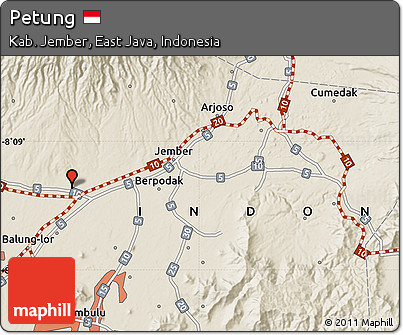 Shaded Relief Map of Petung
