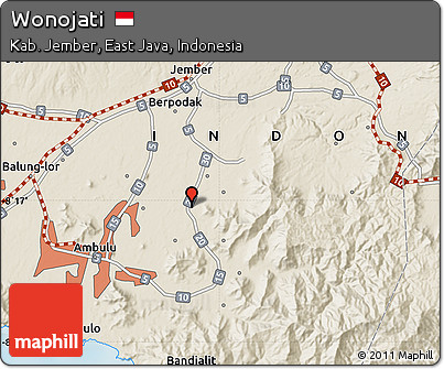 Shaded Relief Map of Wonojati