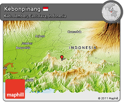Physical Panoramic Map of Kebonpinang