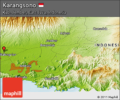 Physical Panoramic Map of Karangsono