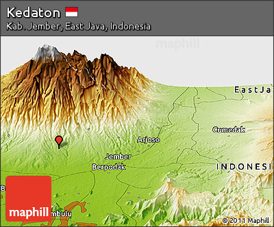 Physical Panoramic Map of Kedaton