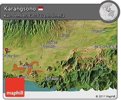Satellite Panoramic Map of Karangsono