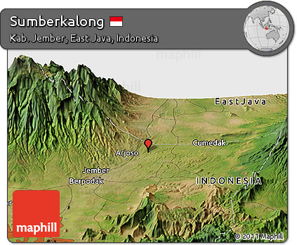 Satellite Panoramic Map of Sumberkalong