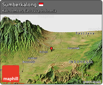 Satellite Panoramic Map of Sumberkalong