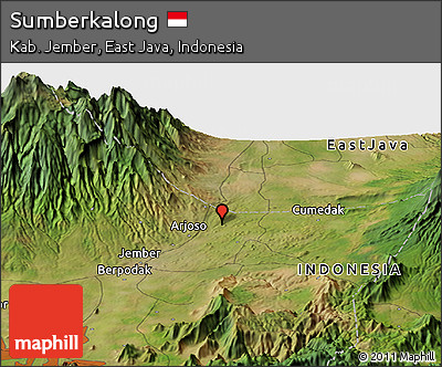 Satellite Panoramic Map of Sumberkalong