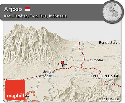 Shaded Relief Panoramic Map of Arjoso
