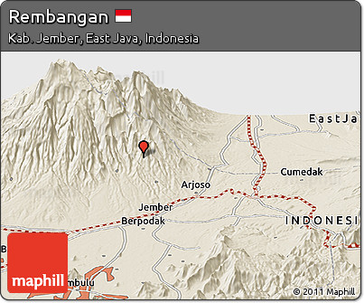 Shaded Relief Panoramic Map of Rembangan