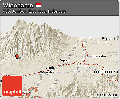 Shaded Relief Panoramic Map of Widodaren