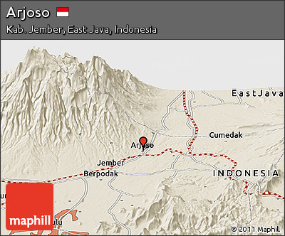 Shaded Relief Panoramic Map of Arjoso
