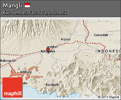 Shaded Relief Panoramic Map of Mangli
