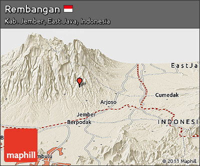 Shaded Relief Panoramic Map of Rembangan