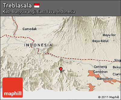 Shaded Relief Panoramic Map of Treblasala