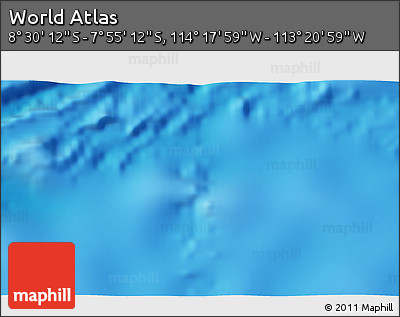 Physical 3D Map of the Area around 8° 12' 42" S, 113° 49' 29" W