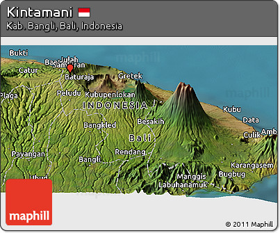 Satellite Panoramic Map of Kintamani