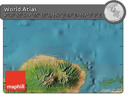 Satellite Map of the Area around 8° 12' 42" S, 116° 31' 30" E
