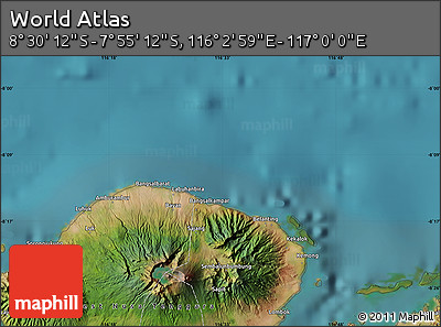 Satellite Map of the Area around 8° 12' 42" S, 116° 31' 30" E