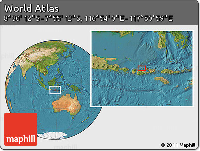 Satellite Location Map of the Area around 8° 12' 42" S, 117° 22' 30" E