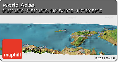 Satellite Panoramic Map of the Area around 8° 12' 42" S, 117° 22' 30" E