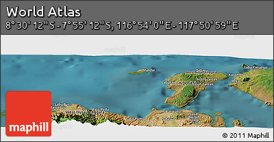 Satellite Panoramic Map of the Area around 8° 12' 42" S, 117° 22' 30" E