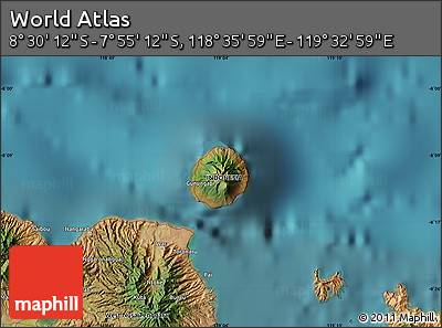 Satellite Map of the Area around 8° 12' 42" S, 119° 4' 29" E