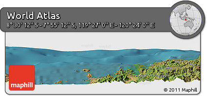 Satellite Panoramic Map of the Area around 8° 12' 42" S, 119° 55' 30" E