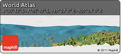 Satellite Panoramic Map of the Area around 8° 12' 42" S, 119° 55' 30" E