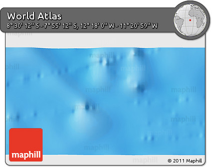 Shaded Relief 3D Map of the Area around 8° 12' 42" S, 11° 49' 29" W