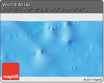Shaded Relief 3D Map of the Area around 8° 12' 42" S, 11° 49' 29" W