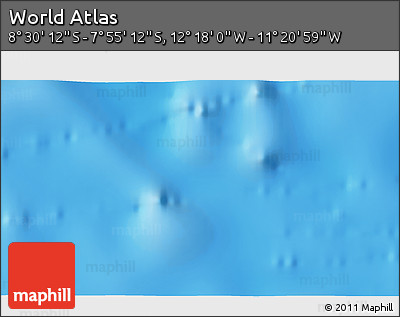 Shaded Relief 3D Map of the Area around 8° 12' 42" S, 11° 49' 29" W