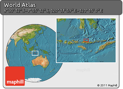Satellite Location Map of the Area around 8° 12' 42" S, 120° 46' 30" E