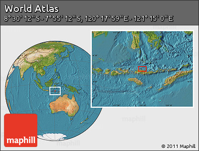 Satellite Location Map of the Area around 8° 12' 42" S, 120° 46' 30" E
