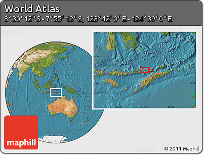 Satellite Location Map of the Area around 8° 12' 42" S, 124° 10' 30" E