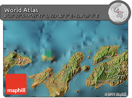 Satellite Map of the Area around 8° 12' 42" S, 124° 10' 30" E