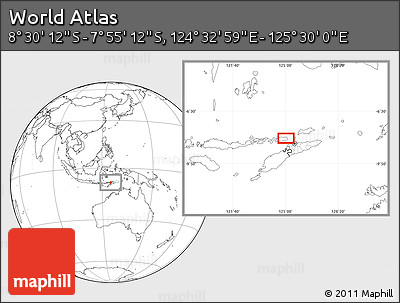 Blank Location Map of the Area around 8° 12' 42" S, 125° 1' 30" E