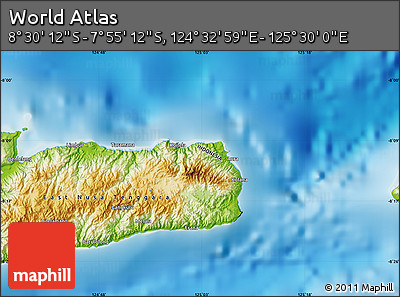 Physical Map of the Area around 8° 12' 42" S, 125° 1' 30" E