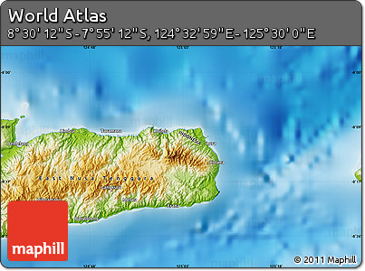 Physical Map of the Area around 8° 12' 42" S, 125° 1' 30" E
