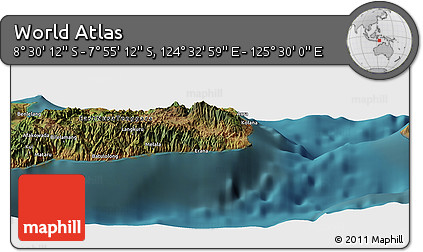 Satellite Panoramic Map of the Area around 8° 12' 42" S, 125° 1' 30" E