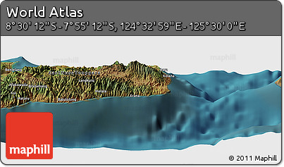Satellite Panoramic Map of the Area around 8° 12' 42" S, 125° 1' 30" E