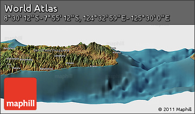 Satellite Panoramic Map of the Area around 8° 12' 42" S, 125° 1' 30" E