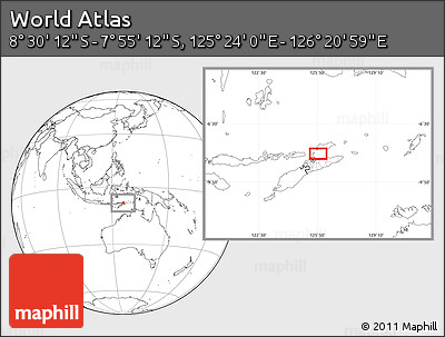 Blank Location Map of the Area around 8° 12' 42" S, 125° 52' 30" E