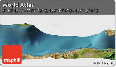 Satellite Panoramic Map of the Area around 8° 12' 42" S, 126° 43' 29" E
