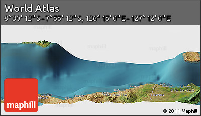 Satellite Panoramic Map of the Area around 8° 12' 42" S, 126° 43' 29" E