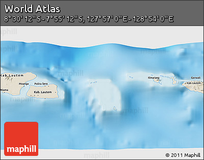 Shaded Relief 3D Map of the Area around 8° 12' 42" S, 128° 25' 30" E