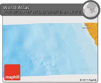 Political 3D Map of the Area around 8° 12' 42" S, 12° 49' 29" E