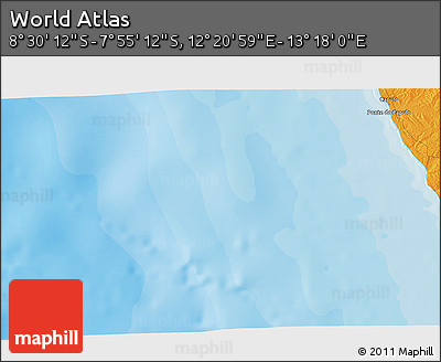 Political 3D Map of the Area around 8° 12' 42" S, 12° 49' 29" E